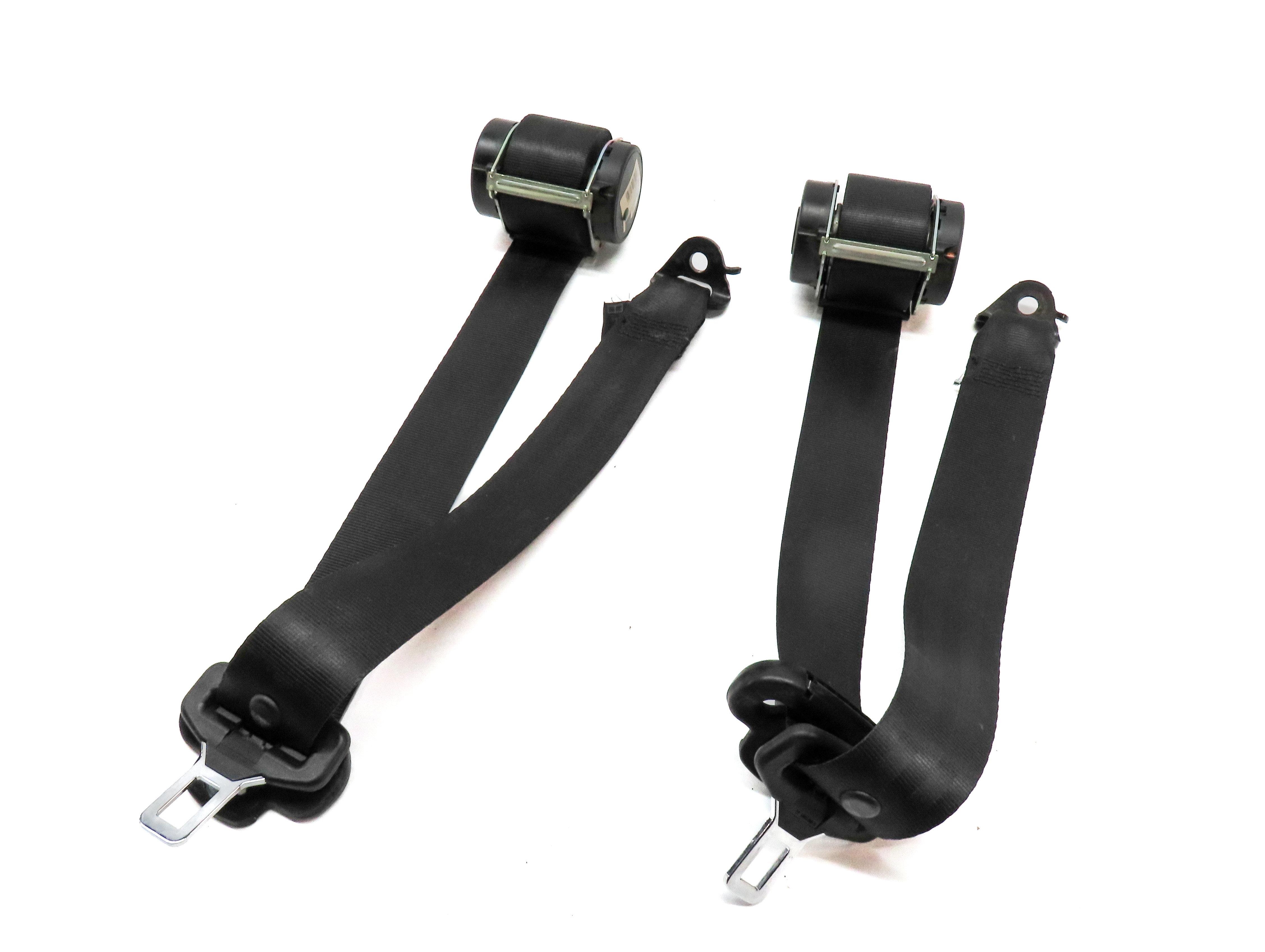 2008 LAND ROVER LR3 REAR 3RD ROW LEFT & RIGHT SEATBELT RETRACTOR SET (BLACK) — exact item pictured